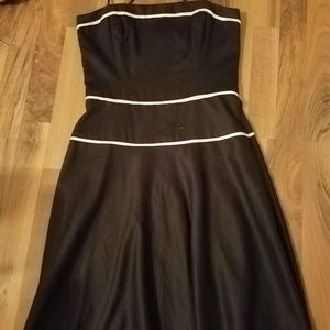 Beautify Black Dress with Pale Pink Piping
